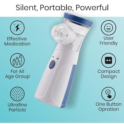 White and Blue Portable Nebulizer for Breathing Relief