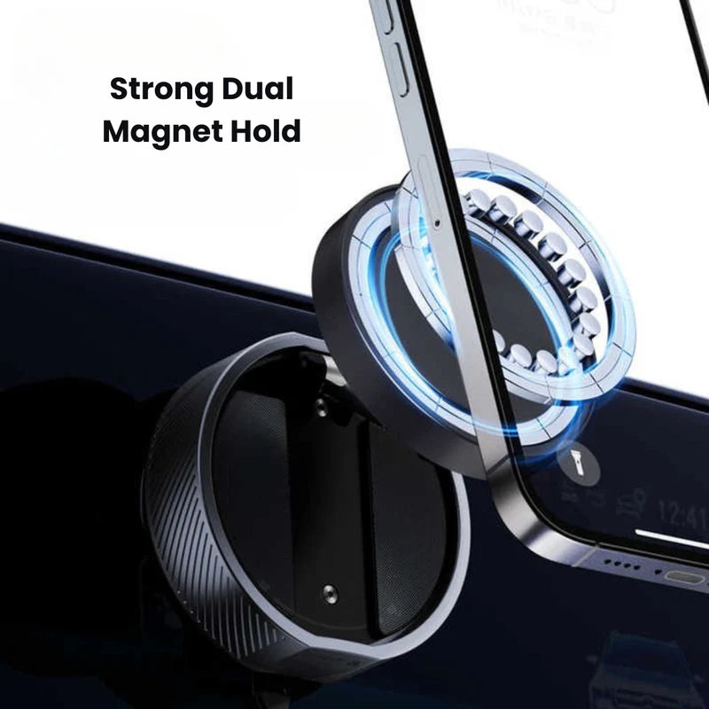 Phone holder with strong dual magnet hold feature