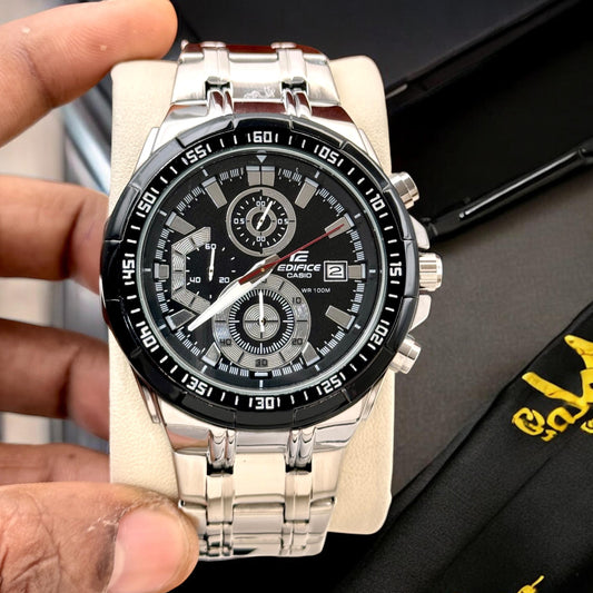 Casio Edifice EVF-610E Black Dial Men's Chronograph Watch with Black Stainless Steel Strap