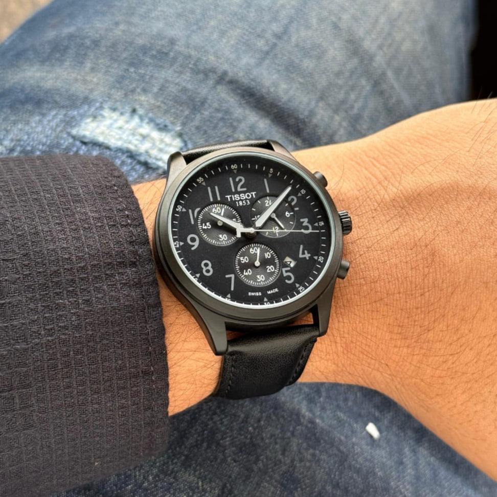 Luxevion Exclusive Tissot T-Sport Chronograph – Black Dial, Silver Detailing, Swiss Luxury Sports Watch