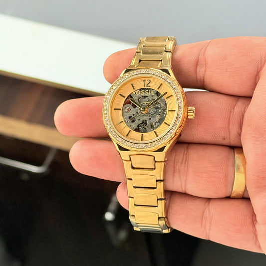 fossil eevie women's skeleton dial watch - premium 7aa collection - luxevion