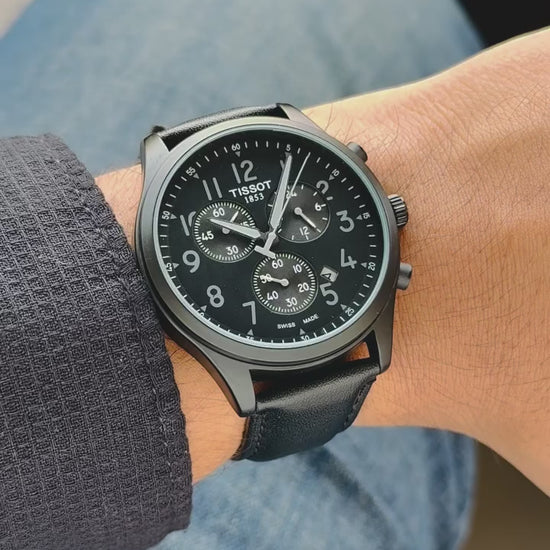 Swiss Made Tissot Chrono XL Classic from Luxevion – Elegant Black Dial, Working Chronograph, Luxury Watch