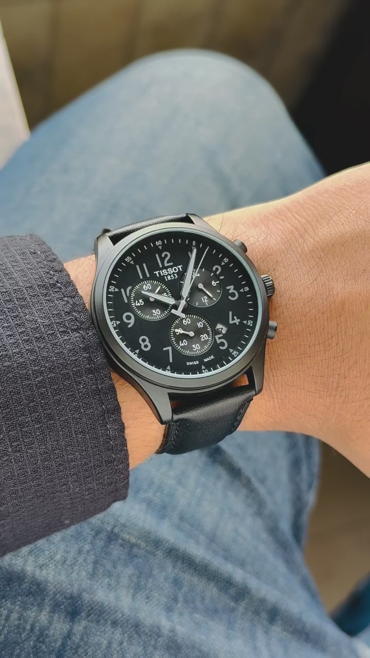 Swiss Made Tissot Chrono XL Classic from Luxevion – Elegant Black Dial, Working Chronograph, Luxury Watch