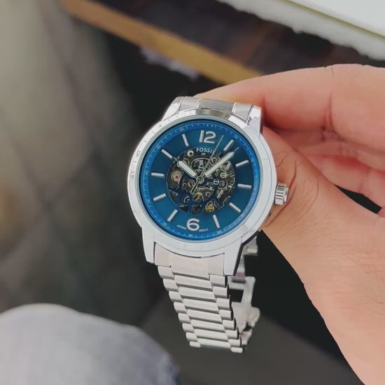 Premium Automatic Watch for Men – Blue Dial Fossil Heritage Collection by Luxevion
