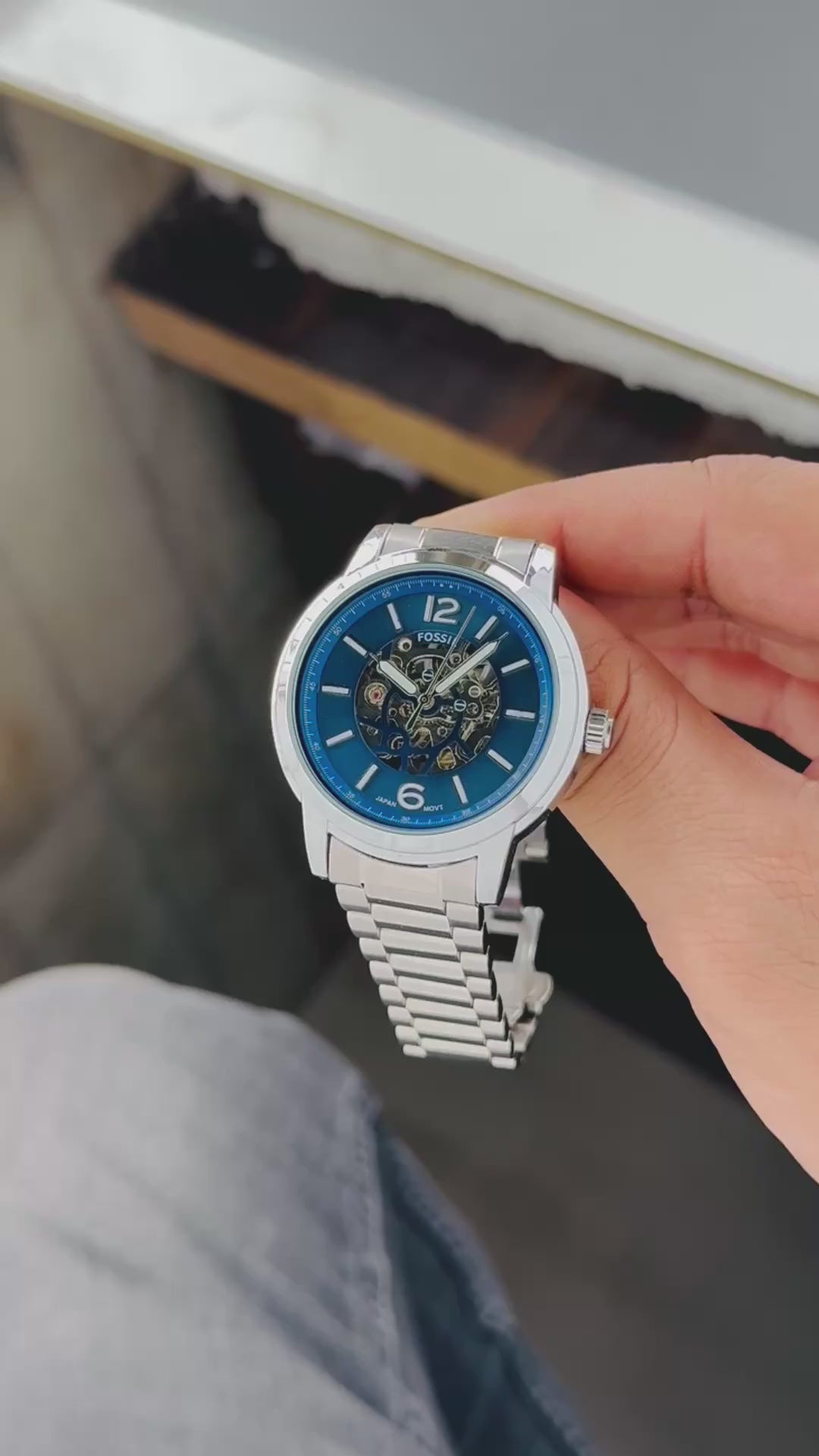 Premium Automatic Watch for Men – Blue Dial Fossil Heritage Collection by Luxevion