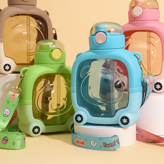 Cute Cartoon Bear Sipper Water Bottle Luxevion