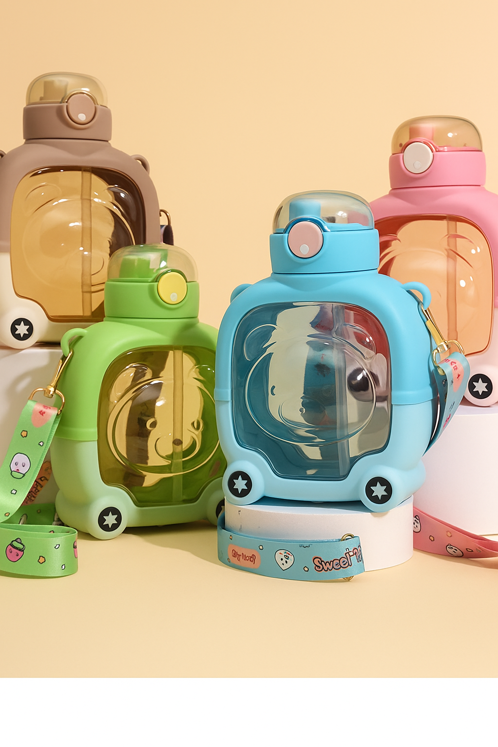 Cute Cartoon Bear Sipper Water Bottle Luxevion